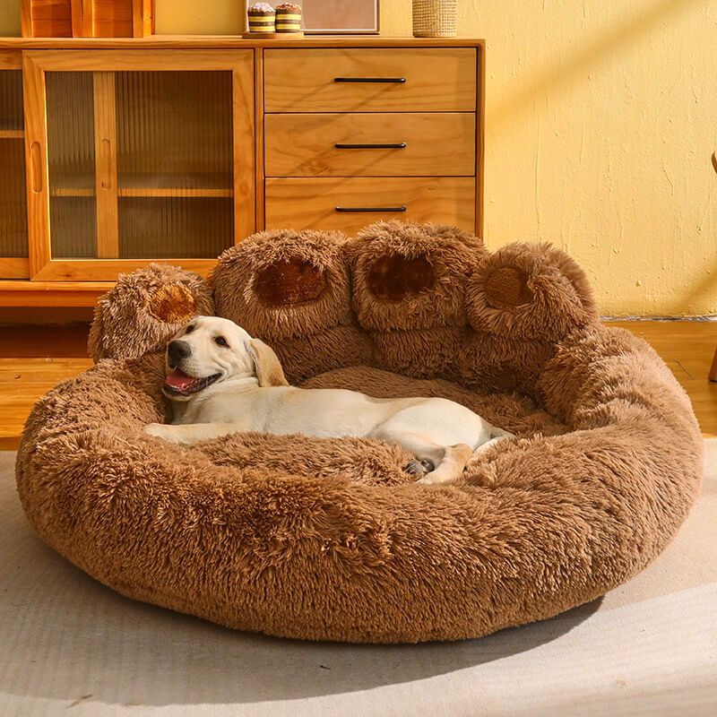 RelaxPaw™ Calming Bear Paw Pet Bed – Anti-Anxiety Sofa Bed